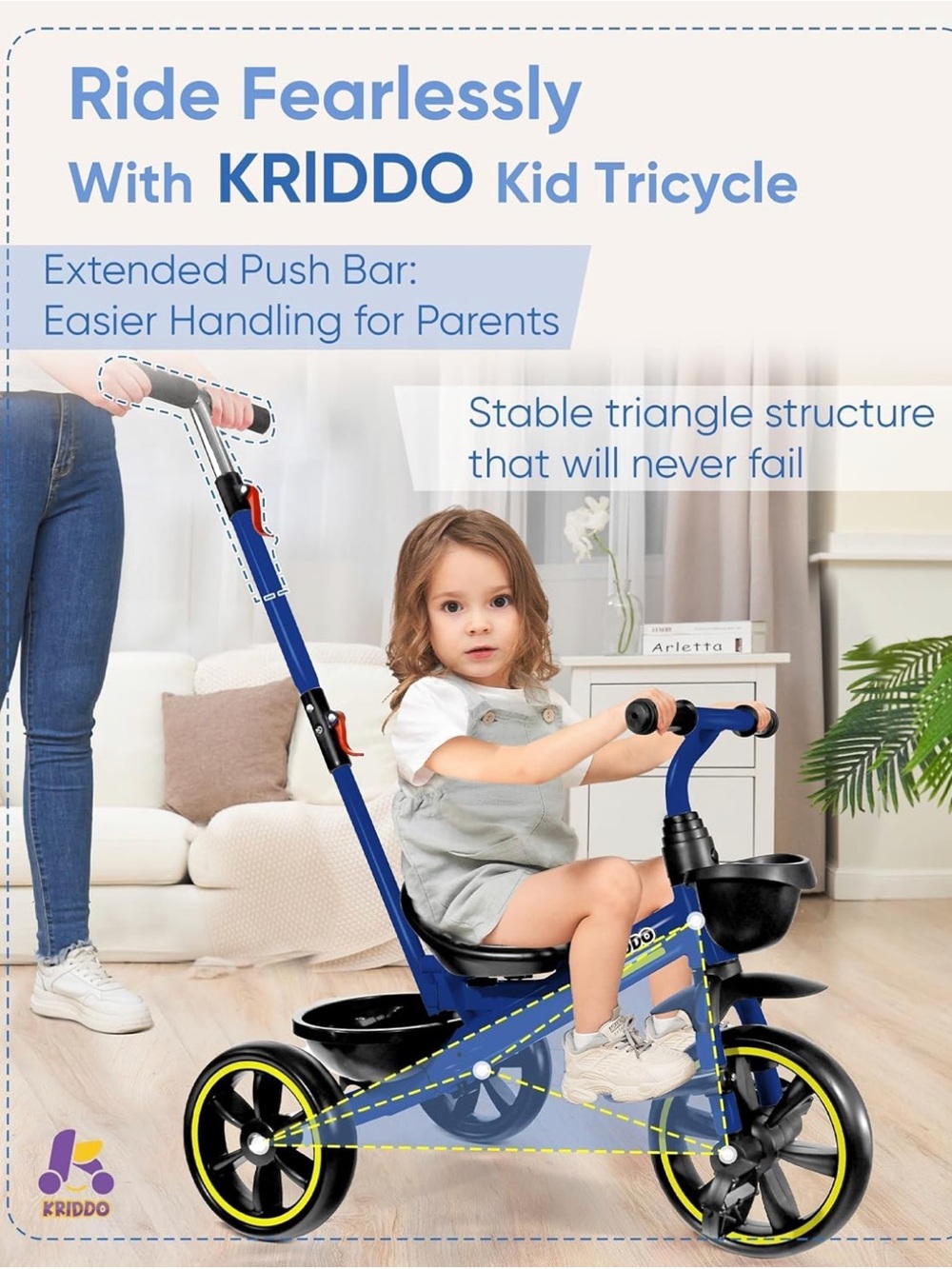 2-in-1 toddler tricycle for ages 18 months to 5 Years Old